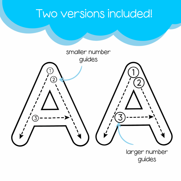 Tracing Letters Font with Arrows and Number Guides for Alphabet Tracing ...