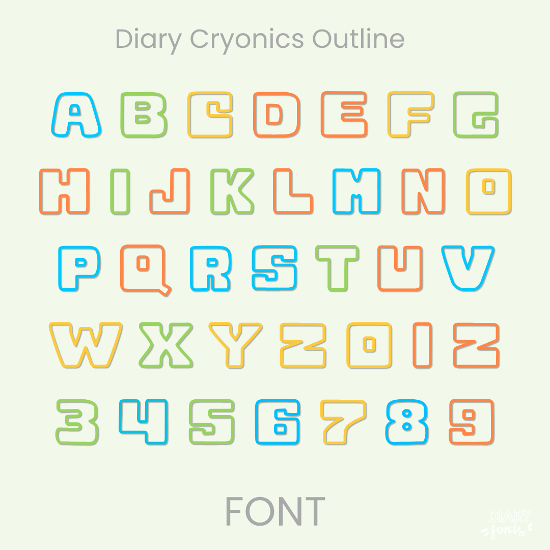 diary cryonics outline font