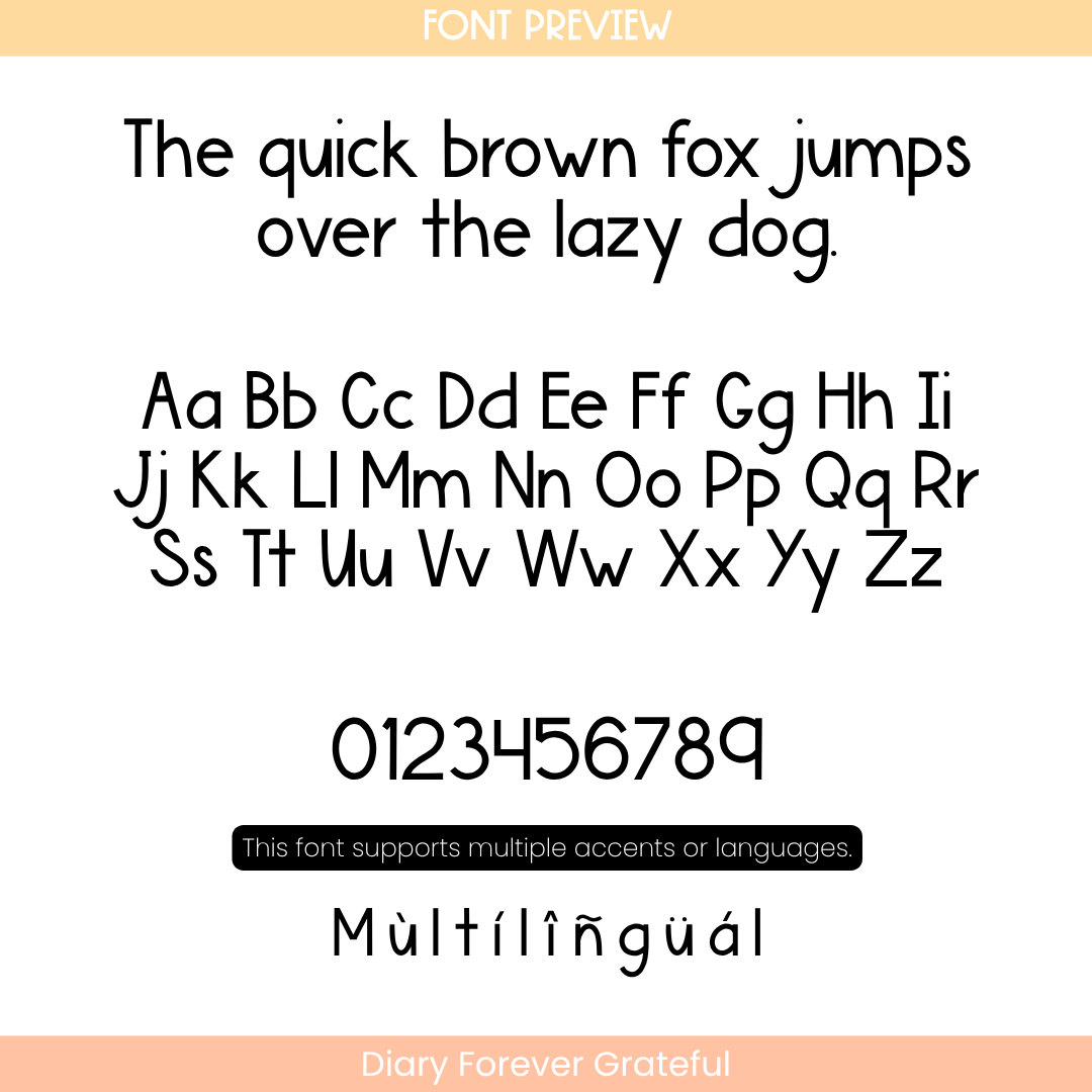 diary forever grateful font