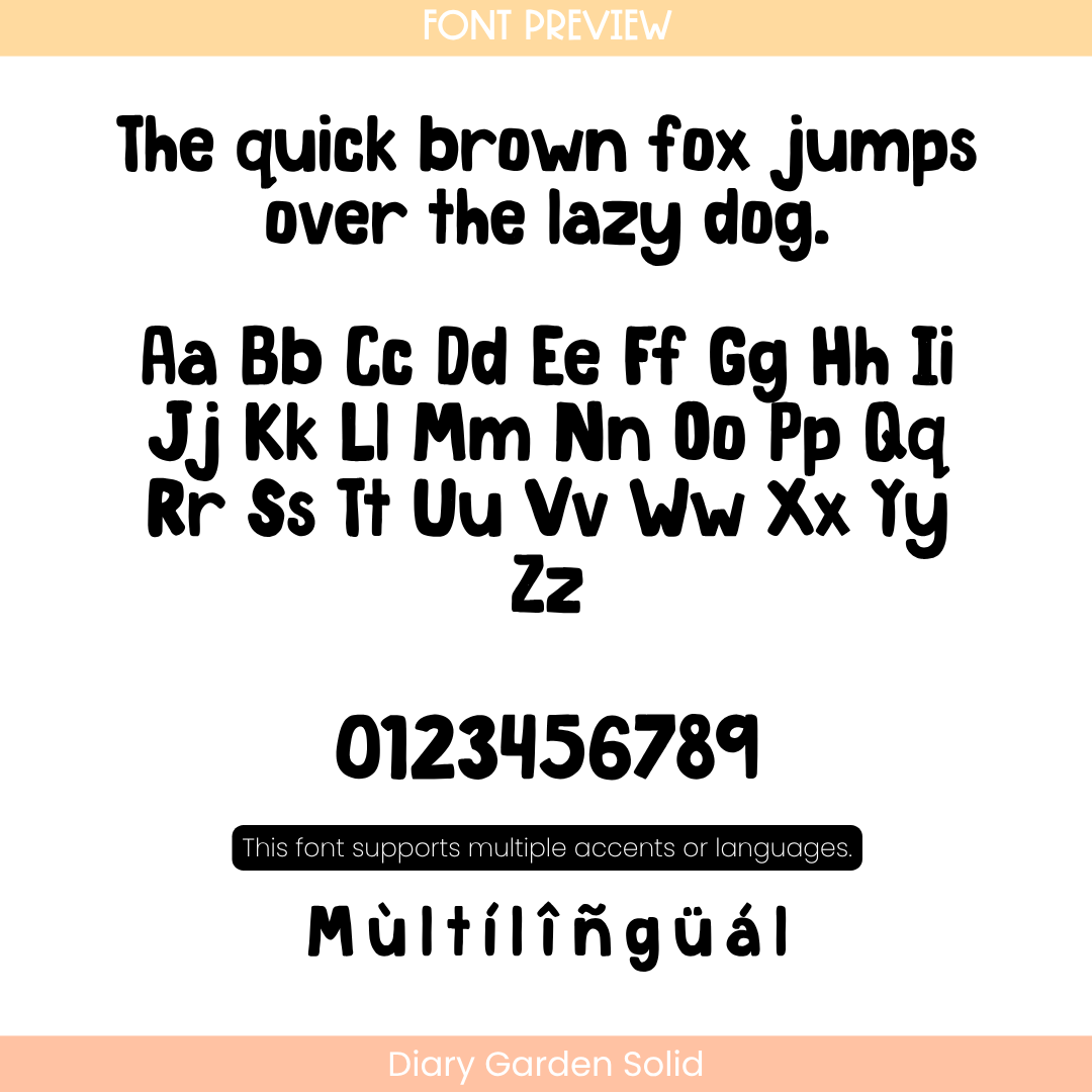 diary garden solid font