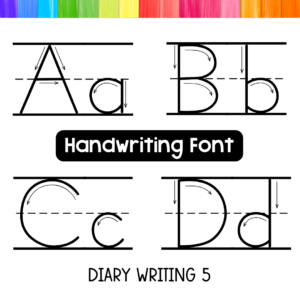 lined tracing font with arrows for handwriting practice