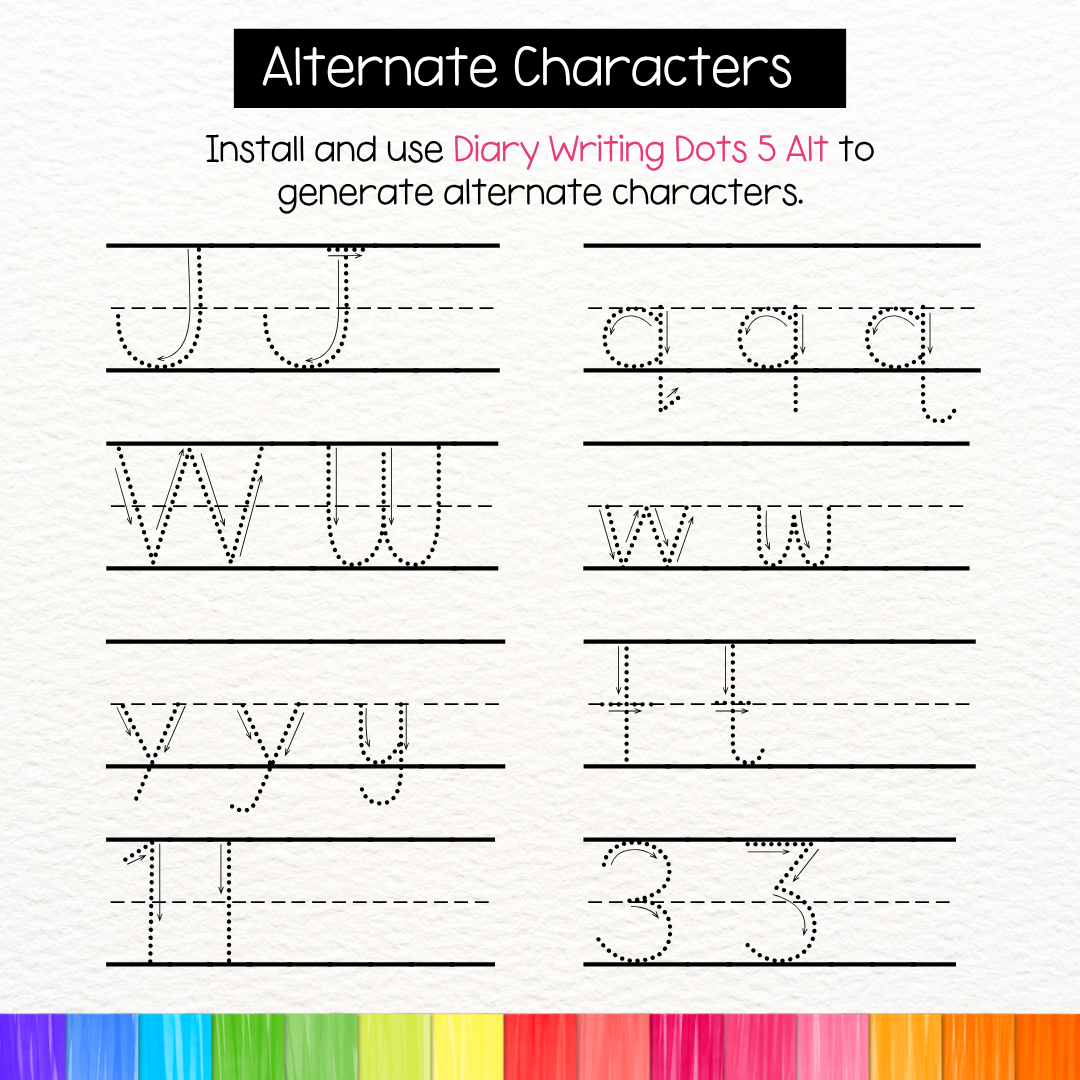 lined dotted tracing font with arrows