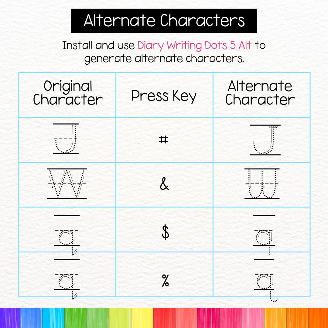 lined dotted tracing font with arrows
