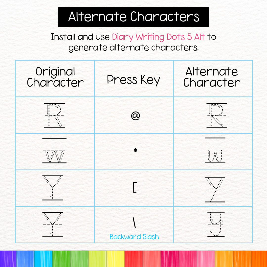 lined dotted tracing font with arrows