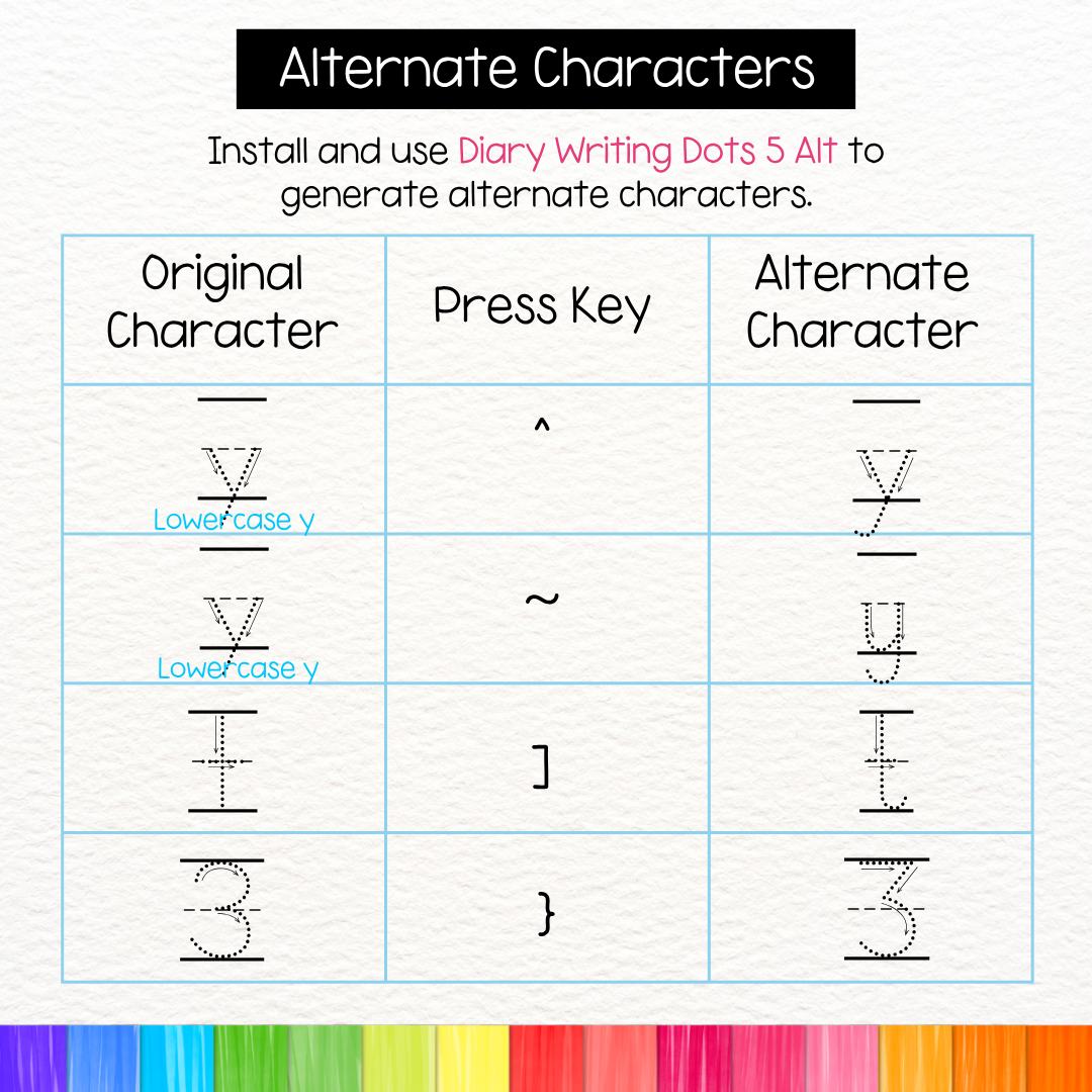 lined dotted tracing font with arrows
