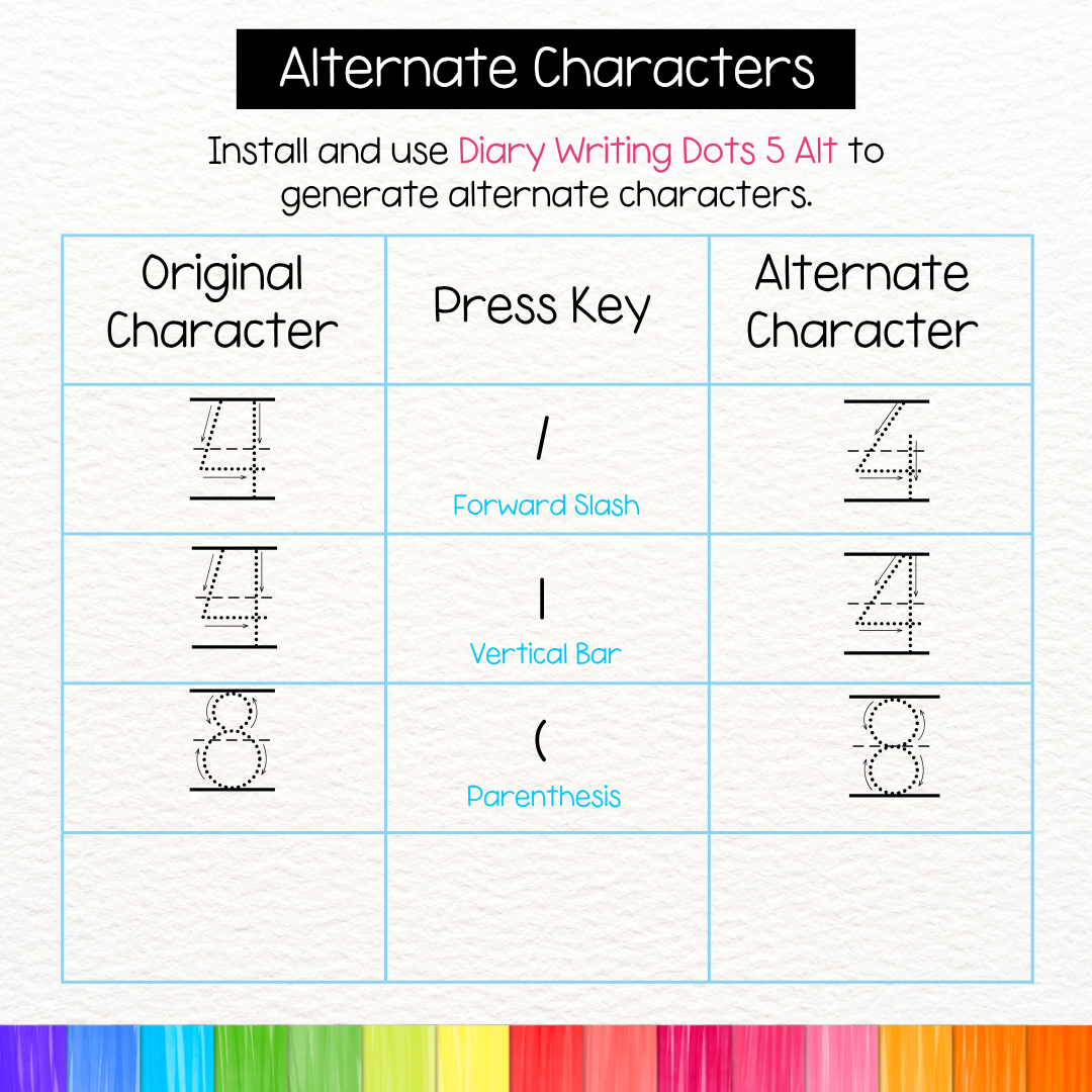 lined dotted tracing font with arrows