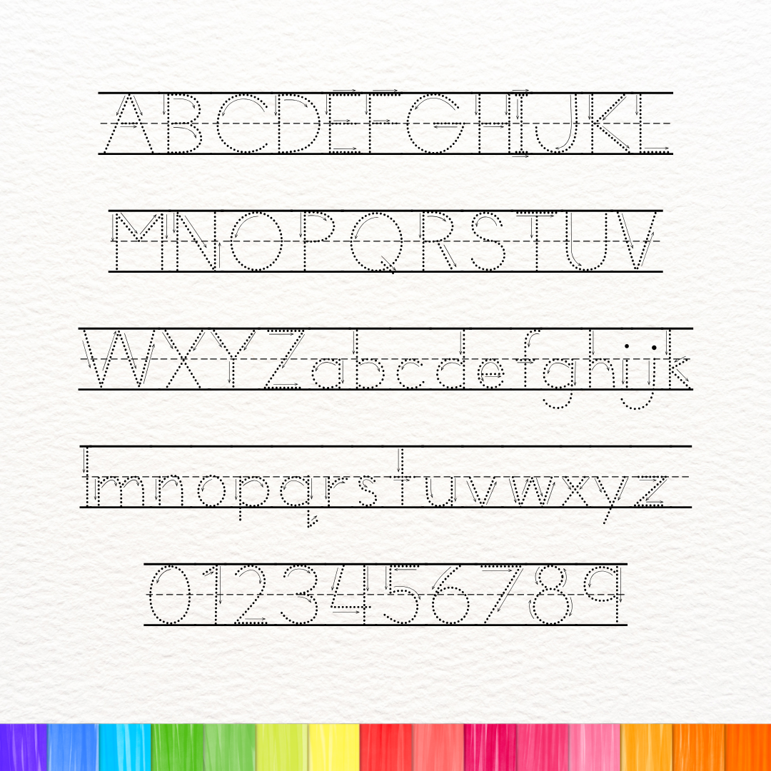 lined dotted tracing font with arrows
