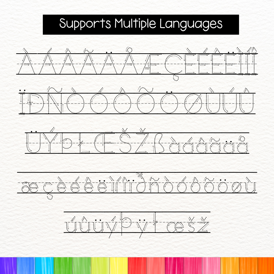 lined dotted tracing font with arrows