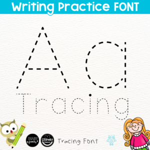 Tracing Font with Dashed Letters for Handwriting Practice
