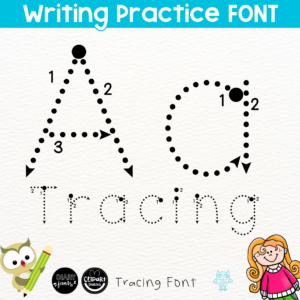 dotted tracing font with directional arrows and numbers