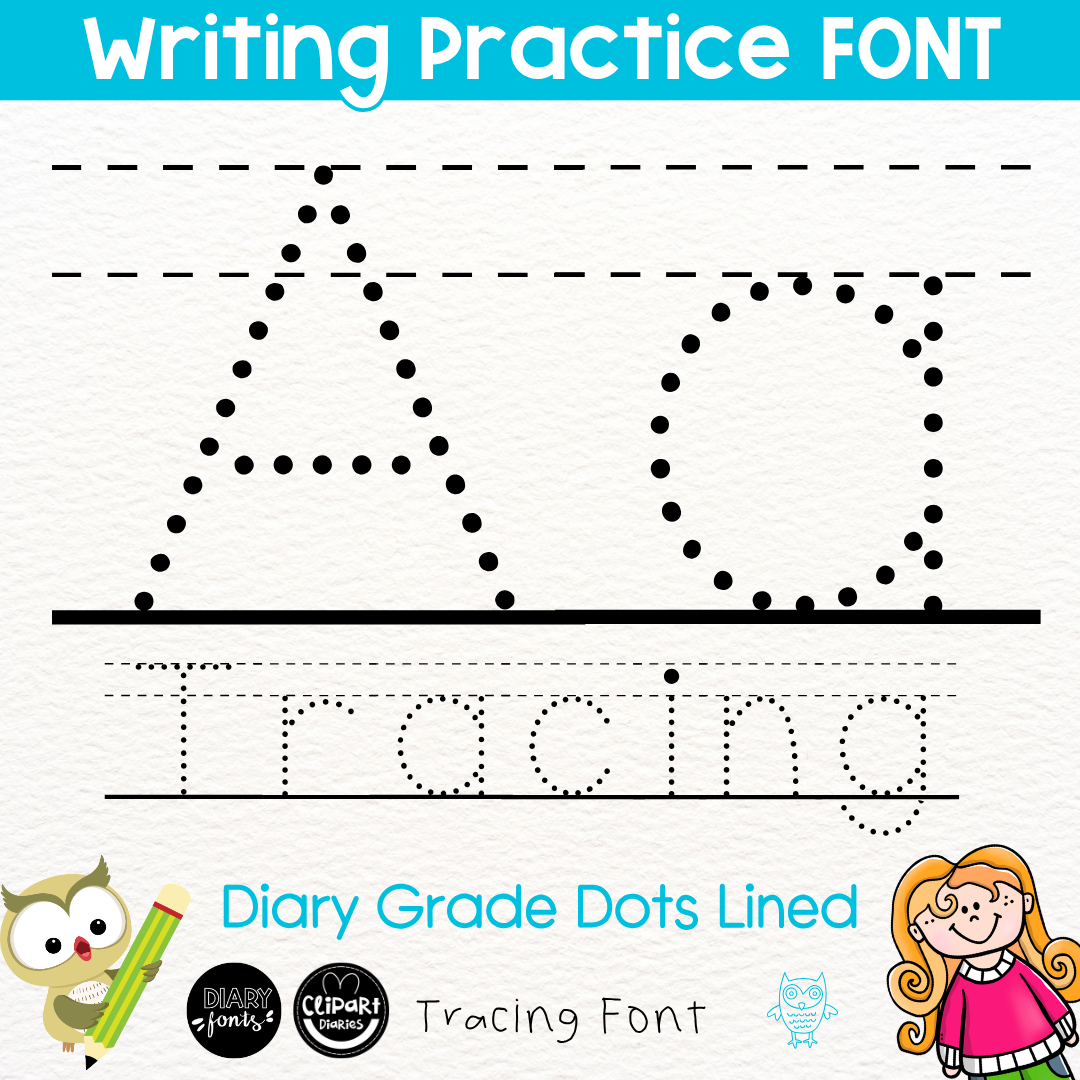 dotted tracing lined font for handwriting practice