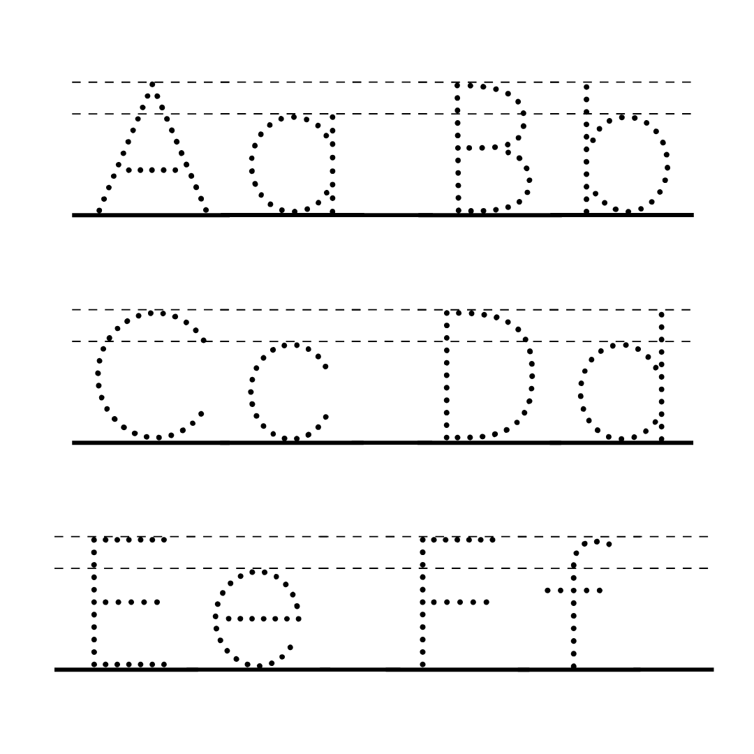 dotted tracing lined font for handwriting practice