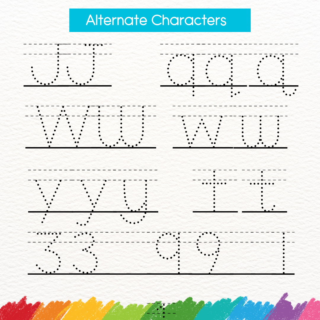 dotted tracing lined font for handwriting practice