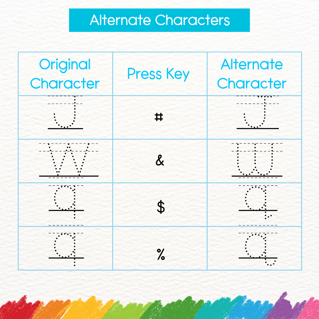 dotted tracing lined font for handwriting practice