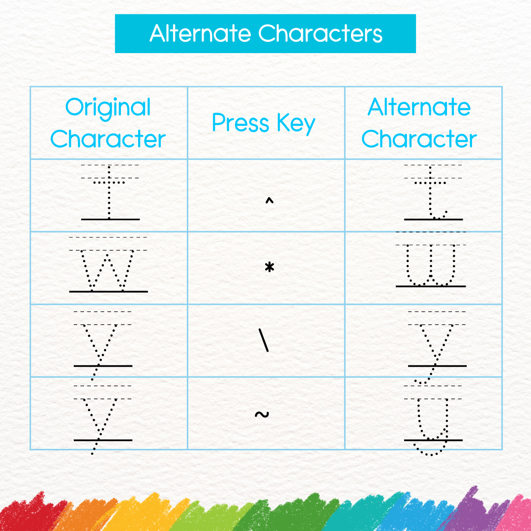 dotted tracing lined font for handwriting practice