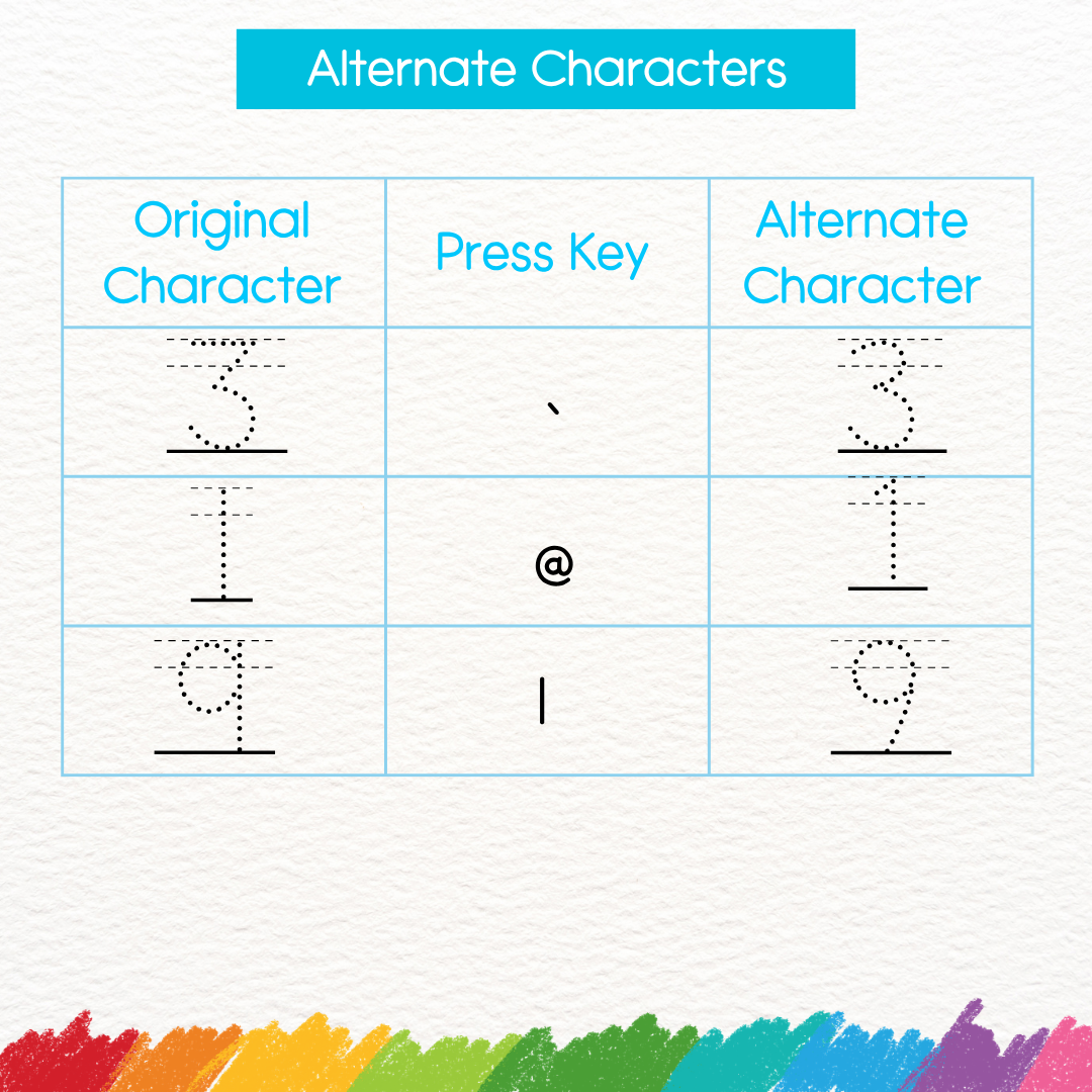 dotted tracing lined font for handwriting practice