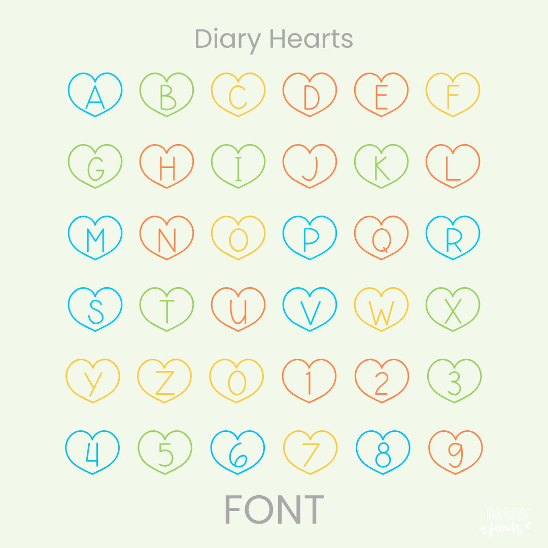 diary hearts font