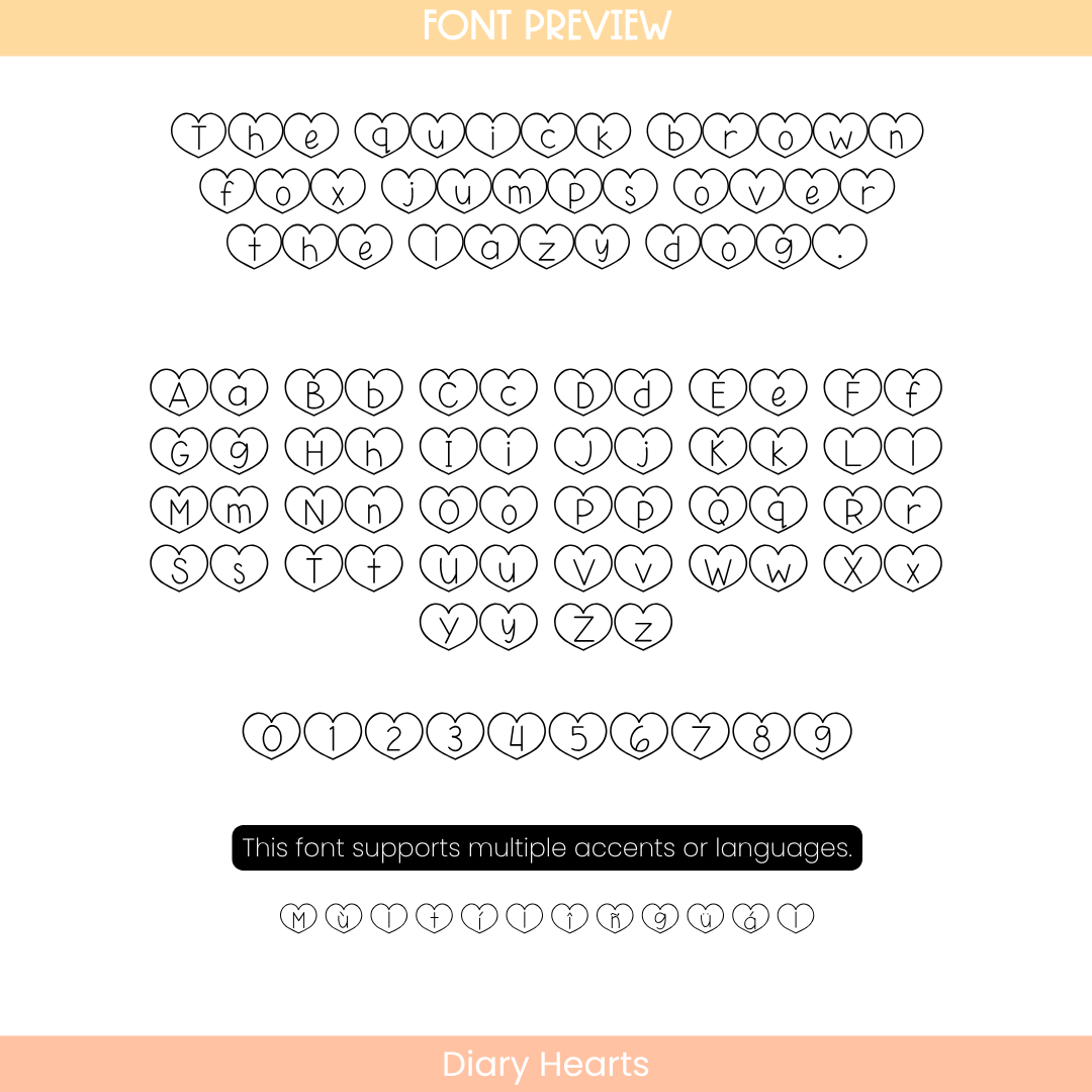 diary hearts font