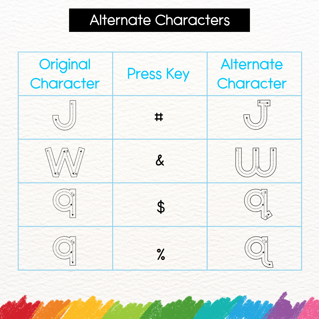 tracing font for handwriting practice
