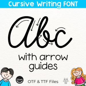 cursive font with arrows