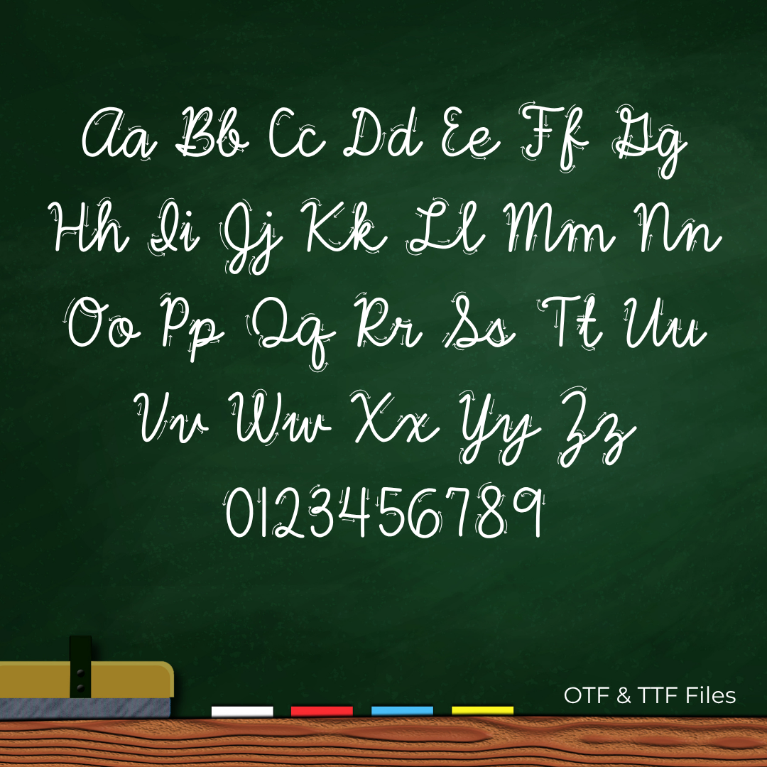 cursive handwriting font with arrows