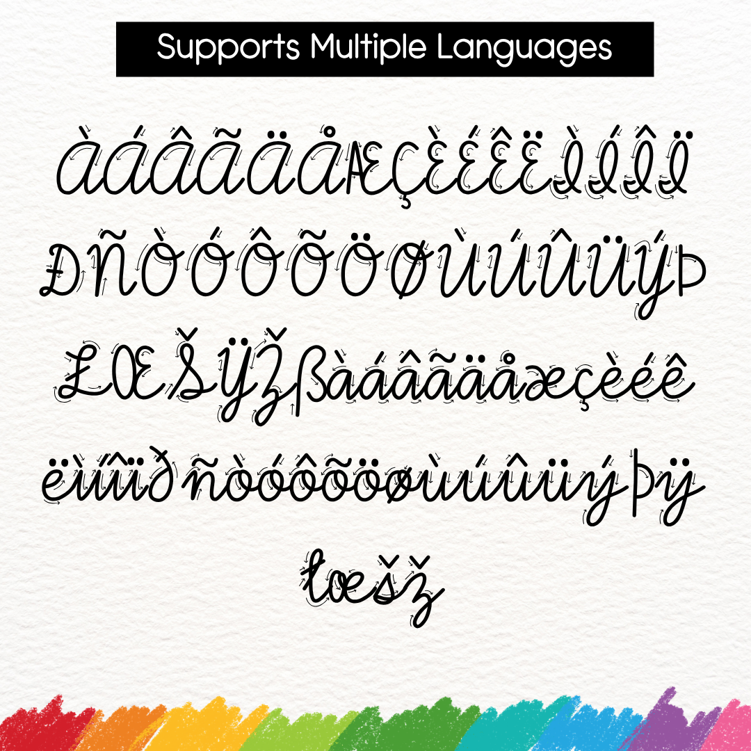 cursive arrow font for multiple languages