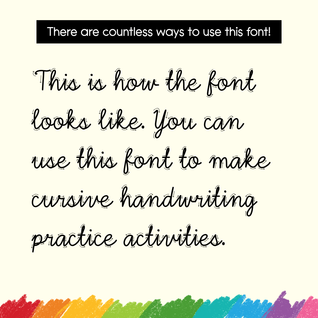 cursive font with arrow guides for handwriting practice