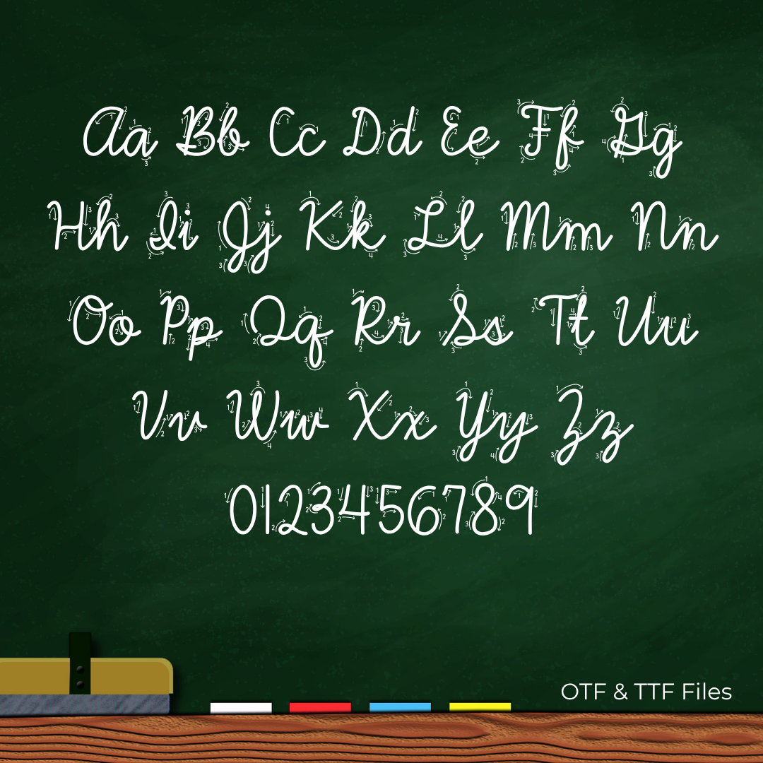 cursive handwriting practice font with arrows