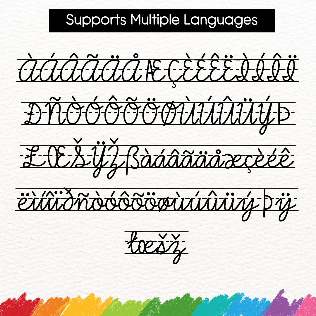 cursive handwriting practice font for multiple languages