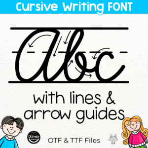 lined cursive font with arrows