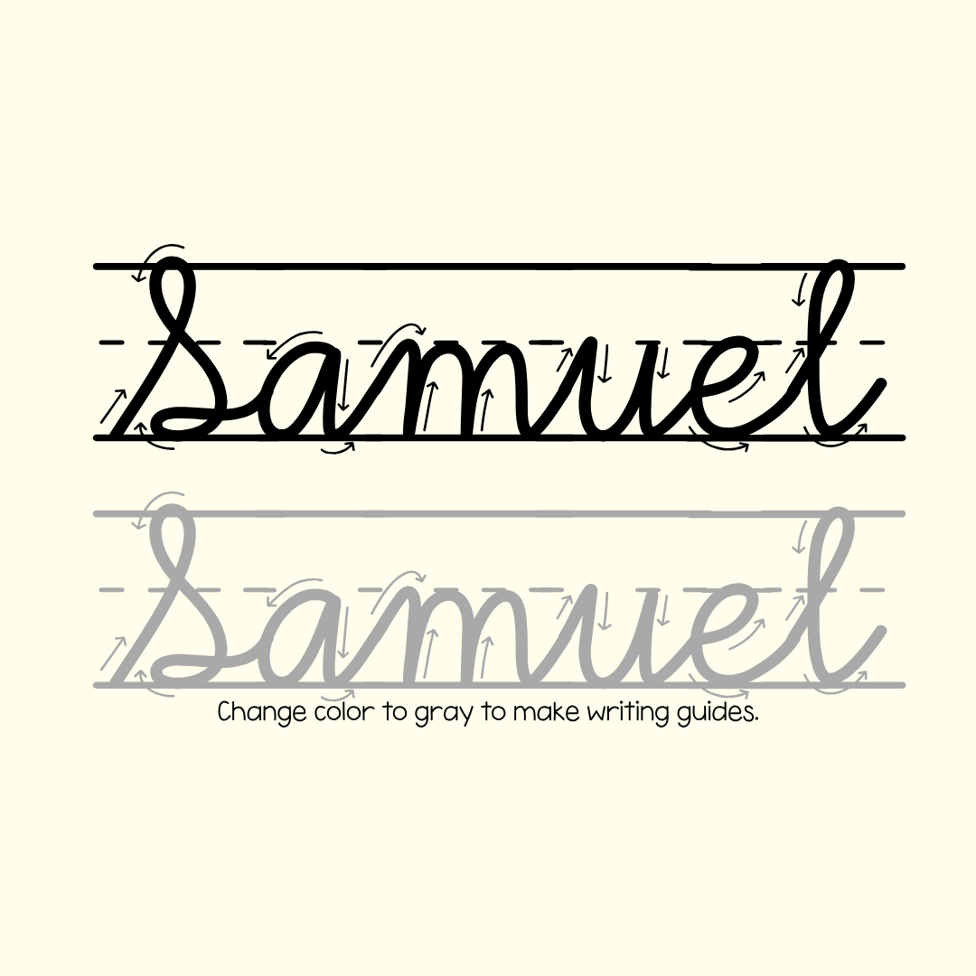 cursive font with arrows for writing practive