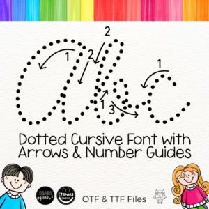 dotted cursive font with arrows