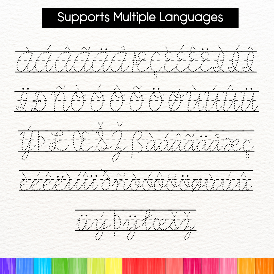 dotted cursive font in lines