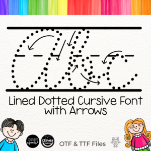 dotted cursive lined font with arrows