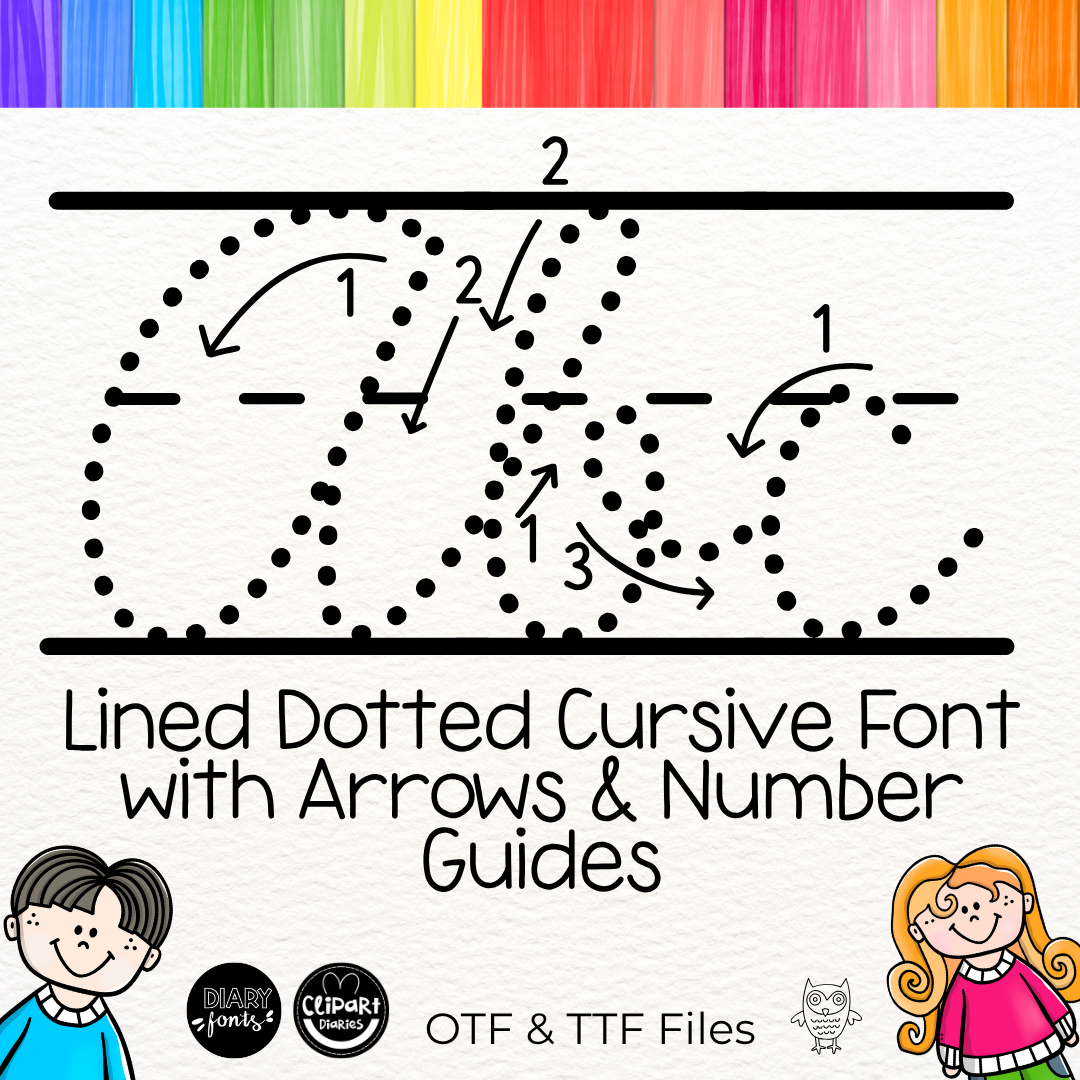 lined dotted cursive font with arrows