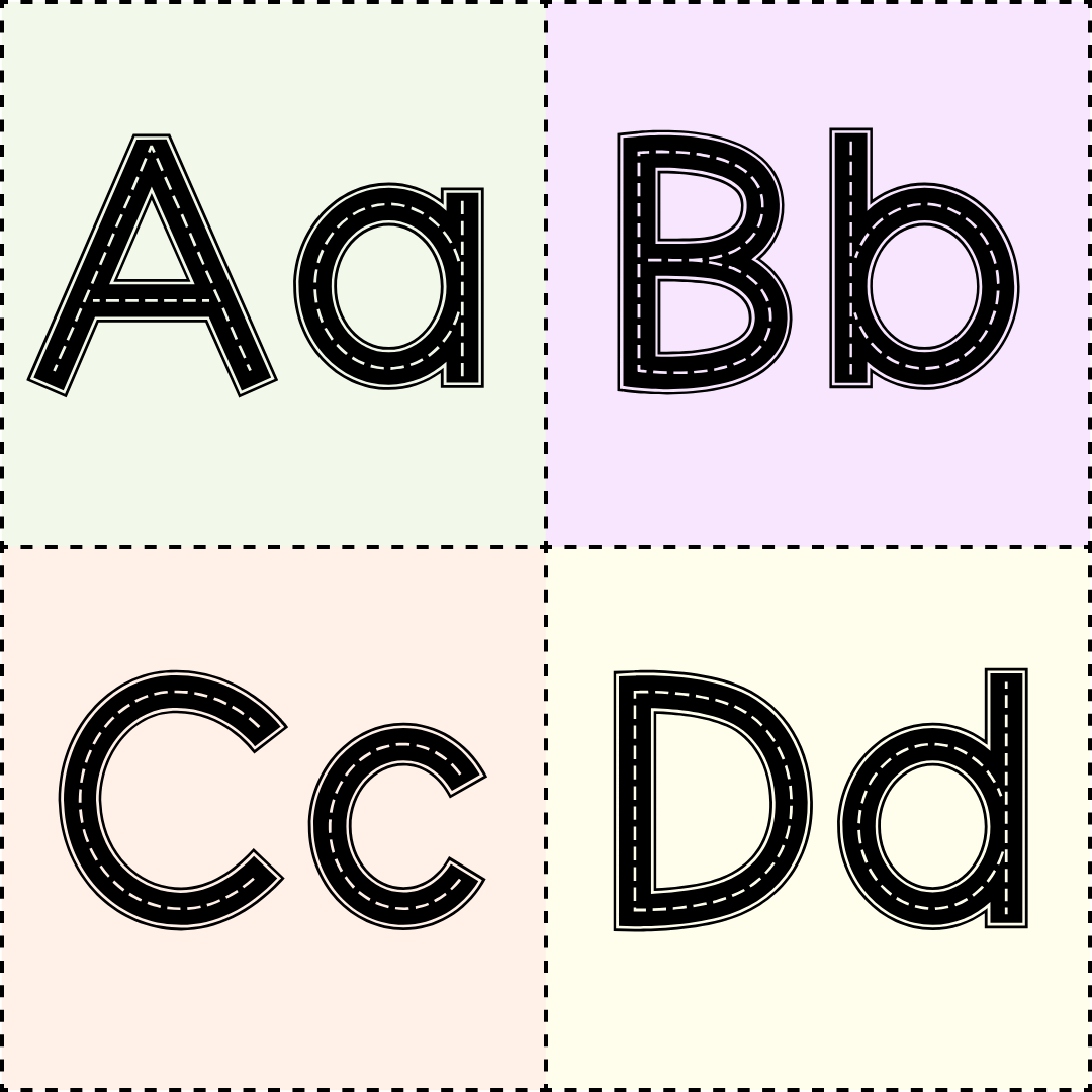 race track font for handwriting practice