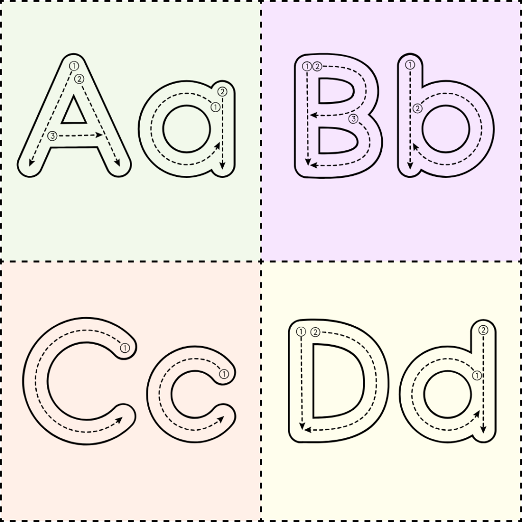 letter tracing font with arrows